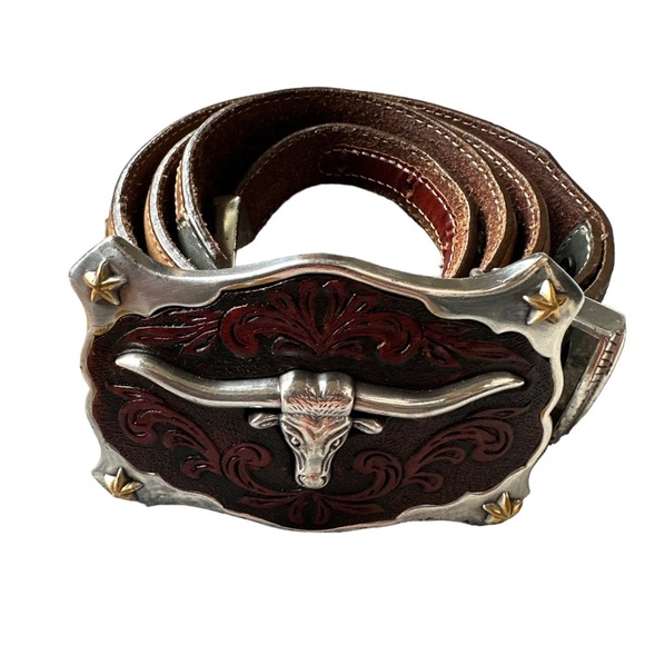 Silver Creek Classics Mens Western Belt Brown Indian Buffalo Nickel Size 36 - Picture 2 of 15